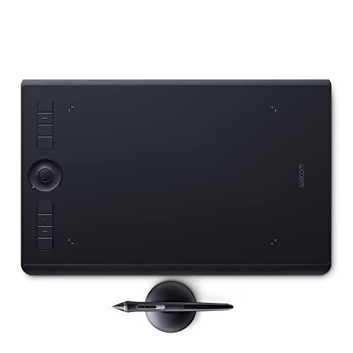 Wacom Intuos Pro Medium Bluetooth Graphics Drawing Tablet, 8 Customizable ExpressKeys, 8192 Pressure Sensitive Pro Pen 2 Included, Compatible with Mac OS and Windows,Black