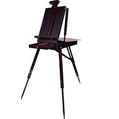 Mont Marte MEA0027 French Box Easels Paint Easel with Drawer, Wooden Pallete, Black