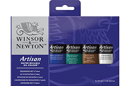 Winsor & Newton Artisan Water Mixable Oil Color Paint, Beginners Set, 1.25-oz (37ml) Tubes, Set of 6