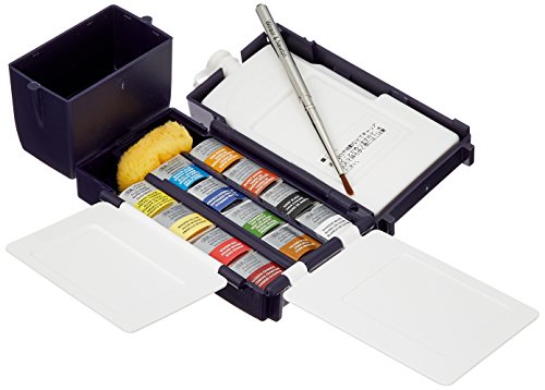 Winsor & Newton Professional Watercolor Paint Set, Compact Set, 12 Half Pan and Accessories