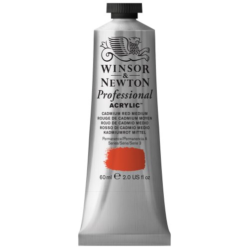 Winsor & Newton Professional Acrylic Paint, 60ml (2-oz) Tube, Cadmium Red Medium