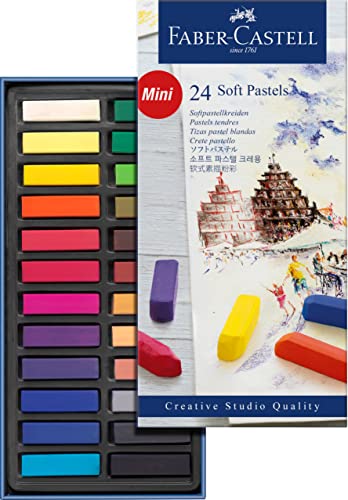 FABER-CASTELL Creative Studio Soft Pastel Mini Sticks (1.25”) - 24 Vivid Colors, Assorted (Pack of 1)