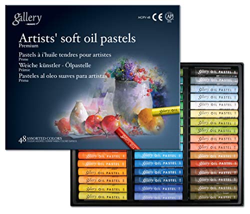 MUNGYO Gallery Artists' Soft Oil Pastels Professional, 48 Assorted Colors, Vibrant and Blendable