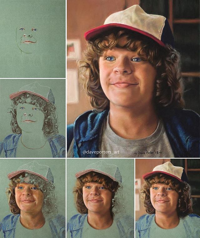 Stranger Things Fan Art of Dustin by Dave Porter (process)