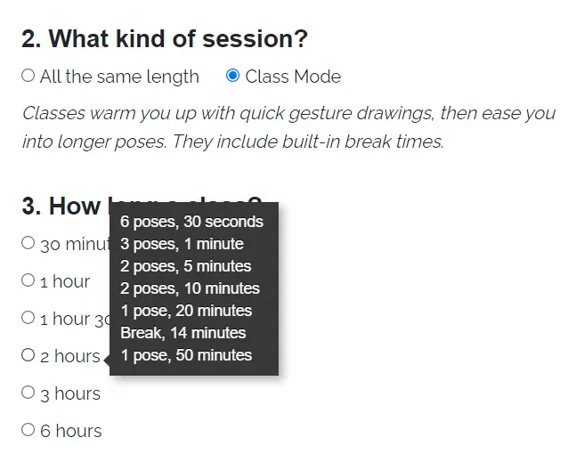 lineofaction class session pose reference timer screenshot. figure drawing online practice session for free