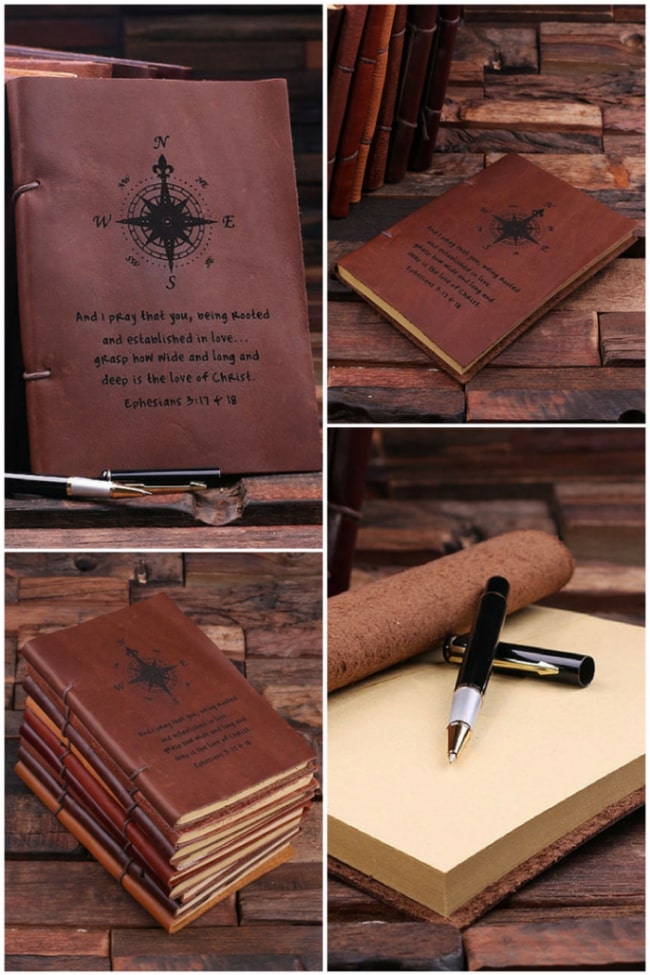Personalized Leather Cover Sketchbook with 2 Notebooks