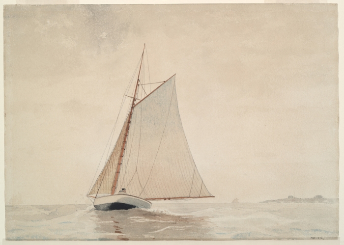 Winslow Homer "Sailing off Gloucester" 1880, watercolor.