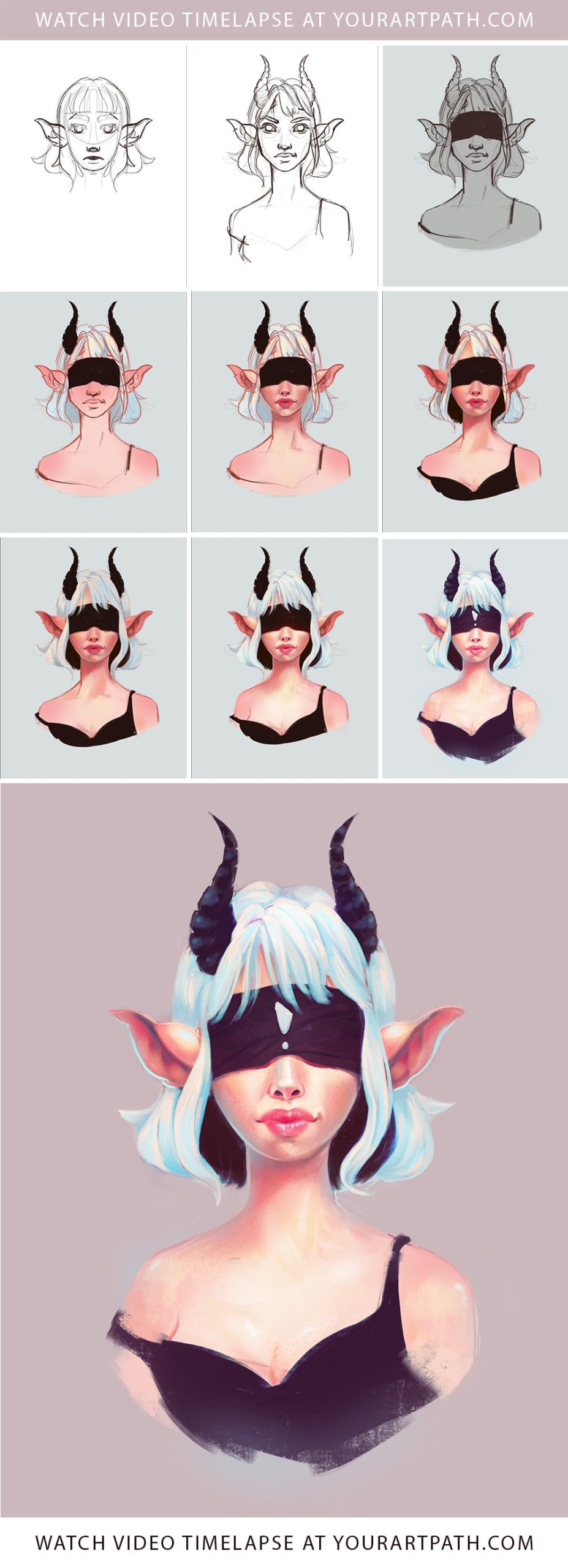Digital Painting Procreate Process Step By Step. Digital art drawing tutorial. Draw this in your style challenge girl fae fairy easy.