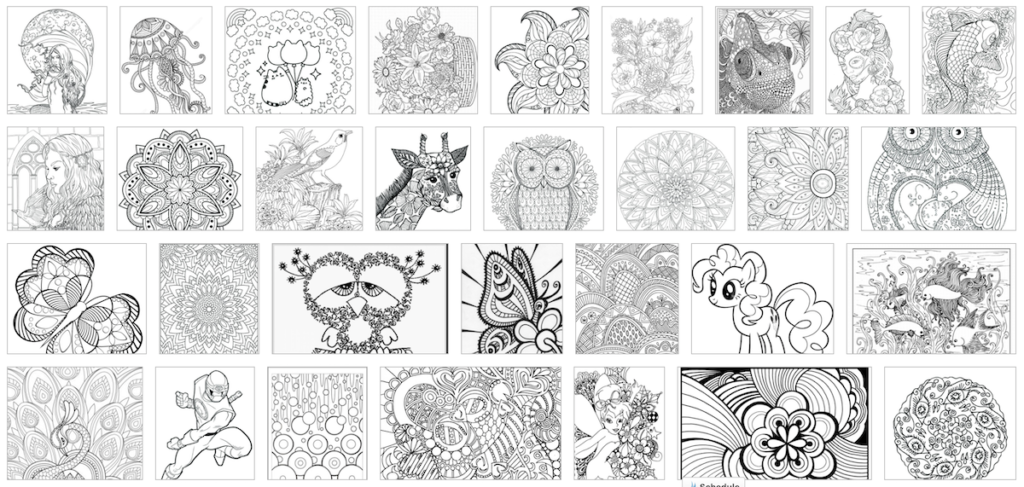 Screenshot of coloring page examples from GetDrawings.Free drawings to color