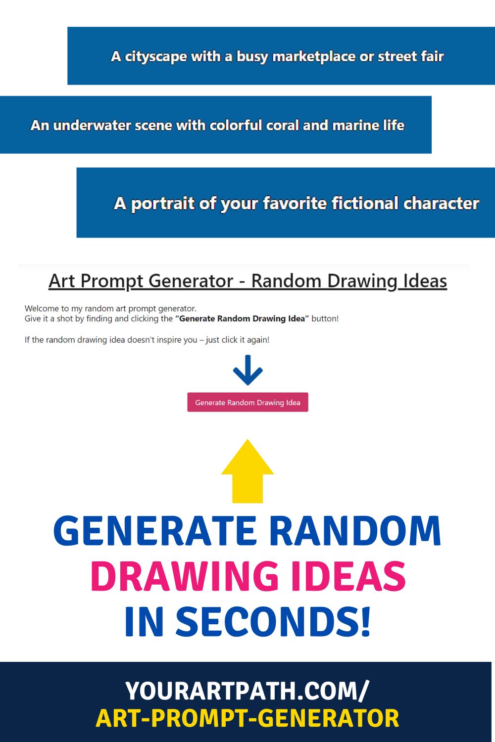 Modtager Fuld vindue Art Prompt Generator - Random Drawing Ideas - YourArtPath