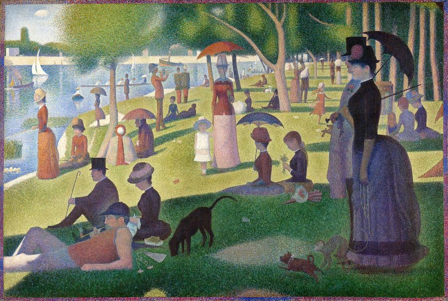 A Sunday Afternoon on the Island of La Grande Jatte (1884-1886) by Georges Seurat; Georges Seurat, Public domain, via Wikimedia Commons