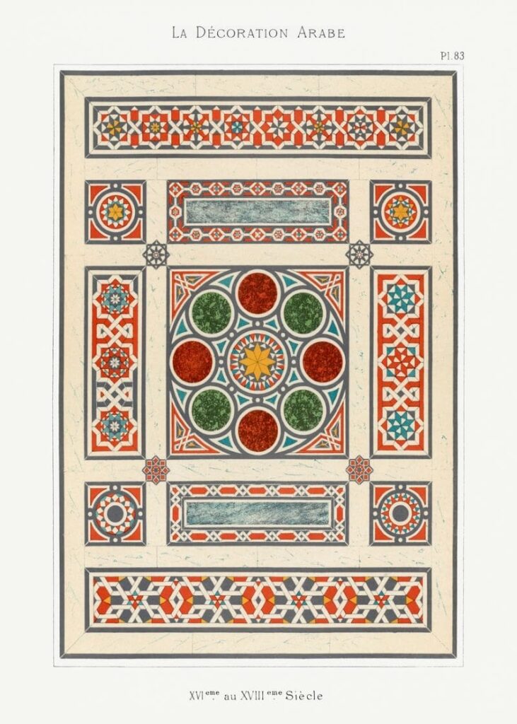 Arabic art pattern, Emile Prisses d’Avennes, La Decoration Arabe. 1885. via Raw Pixel.
