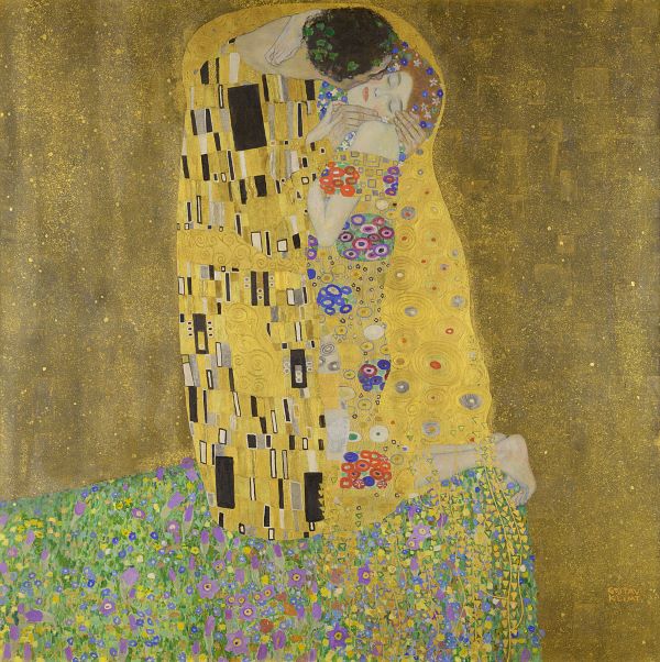 The Kiss by Gustav Klimt as an example of patterns in paintings