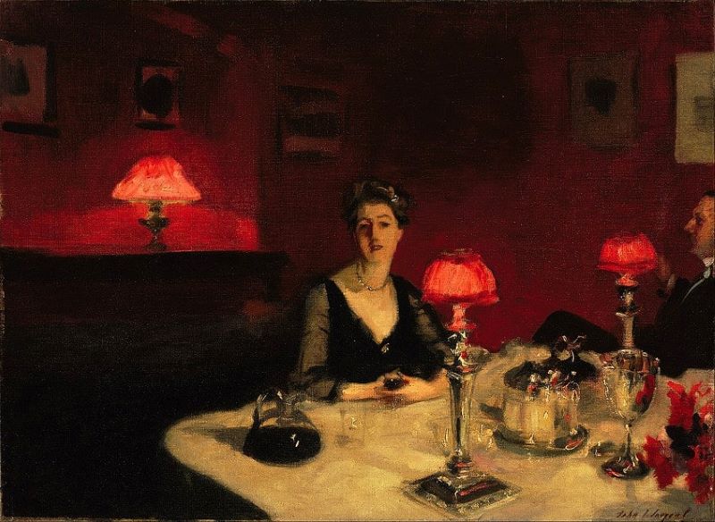 example of value in art: A Dinner Table at Night by John Singer Sargent. 1884.