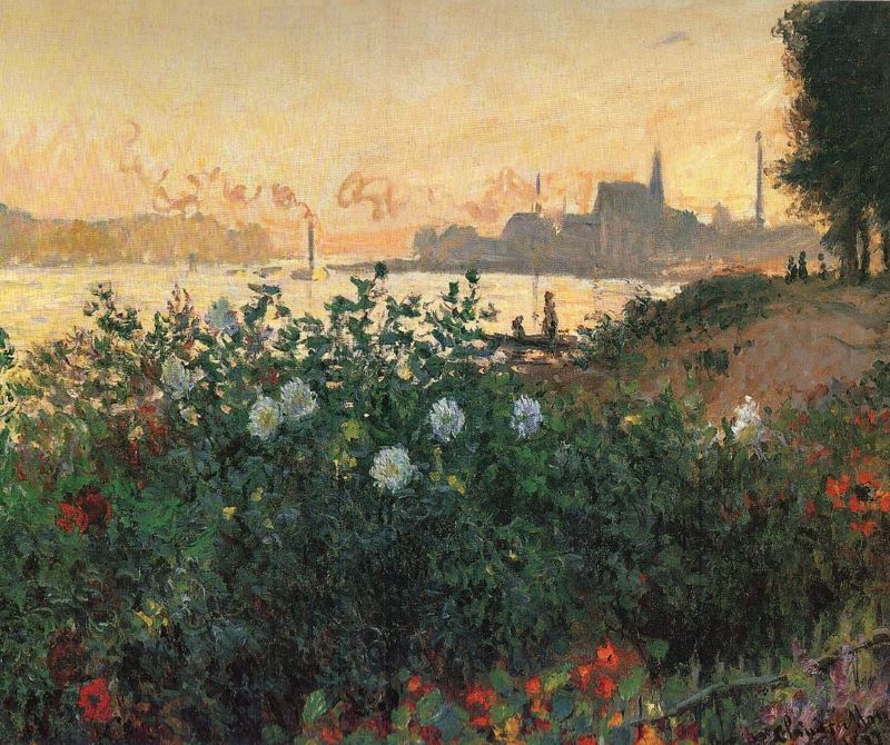 example of value in art: Claude Monet, Flowered Riverbank, Argenteuil, 1877
