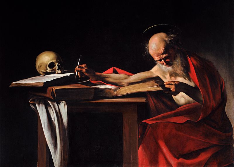 Chiaroscuro Technique example: Saint Jerome Writing-Caravaggio