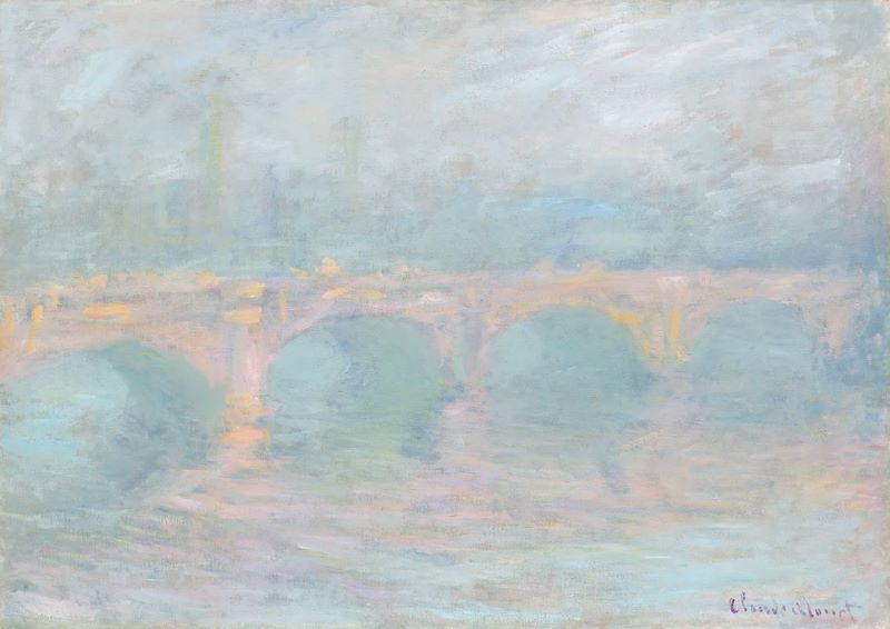 Monet artwork as an example of using values in art: Waterloo Bridge, London, at Sunset (1901) by Claude Monet