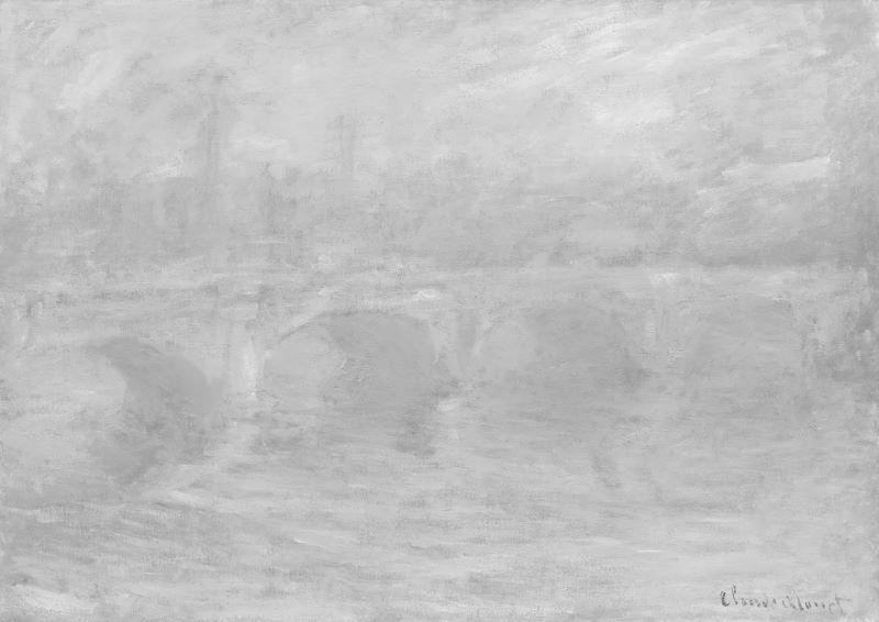 Example of value in art: Waterloo Bridge, London, at Sunset (1901) by Claude Monet (digitally modified to showcase values)