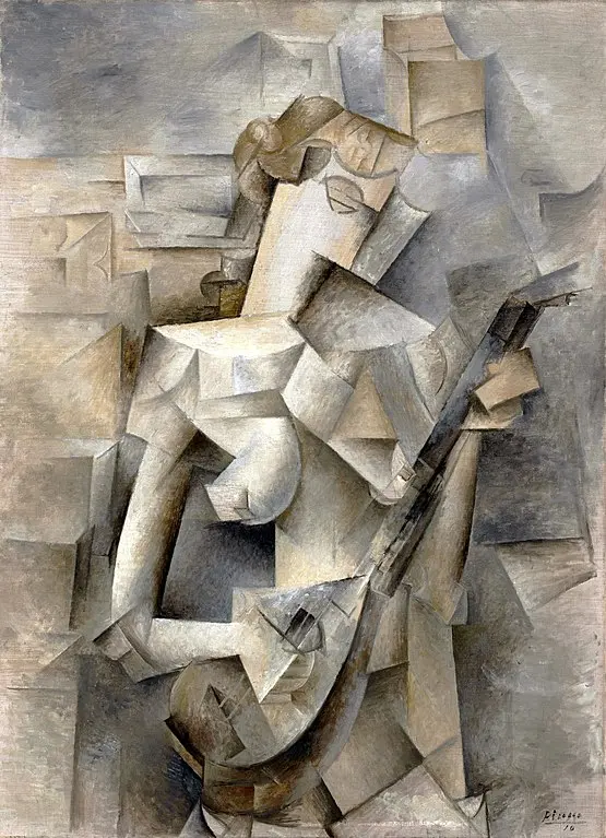 Pablo Picasso, Girl with a Mandolin, 1910. as an example of using element of shape in art