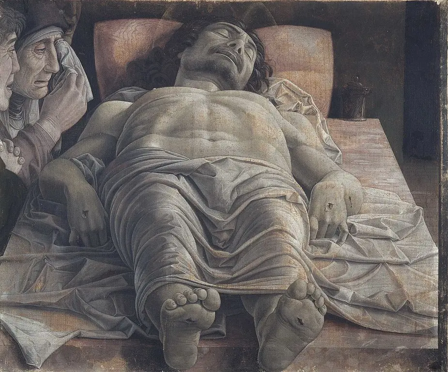 The Lamentation of Christ (1480) by Andrea Mantegna; Public domain