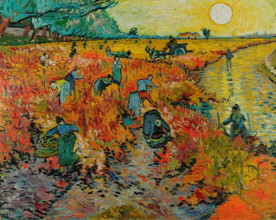 The Red Vineyard at Arles (1888) by Vincent van Gogh; Public domain